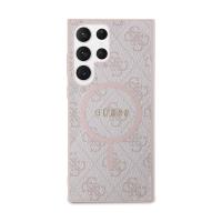 Guess 4G Collection Leather Metal Logo MagSafe - Etui Samsung Galaxy S24 Ultra (różowy)