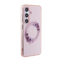 Guess IML Flowers Wreath MagSafe - Etui Samsung Galaxy S24 (różowy)
