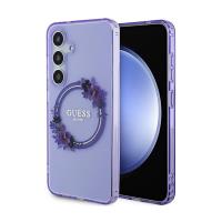 Guess IML Flowers Wreath MagSafe - Etui Samsung Galaxy S24 (fioletowy)