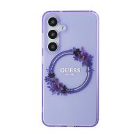 Guess IML Flowers Wreath MagSafe - Etui Samsung Galaxy S24 (fioletowy)