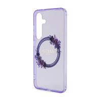 Guess IML Flowers Wreath MagSafe - Etui Samsung Galaxy S24 (fioletowy)