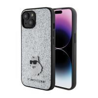 Karl Lagerfeld Fixed Glitter Choupette Logo Metal Pin - Etui iPhone 15 / 14 / 13 (srebrny) Karl Lagerfeld Fixed Glitter Choupette Logo Metal Pin - Etui iPhone 15 / 14 / 13 (srebrny)