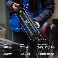 Green Cell - Bateria GC Silverfish do roweru elektrycznego E-Bike z ładowarką 24V 11.6Ah 278Wh Li-Ion XLR 3 PIN