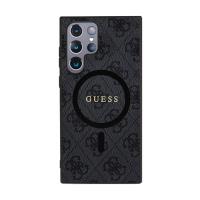 Guess 4G Collection Leather Metal Logo MagSafe - Etui Samsung Galaxy S24 Ultra (czarny)