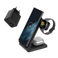 Crong - Zestaw ładowarka GaN PD 35W plus ładowarka bezprzewodowa PowerSpot Pivot Stand 3w1 do iPhone, Samsung & Android Crong - Zestaw ładowarka GaN PD 35W plus ładowarka bezprzewodowa PowerSpot Pivot Stand 3w1 do iPhone, Samsung & Android