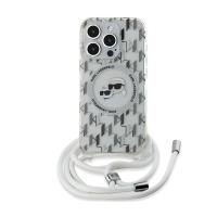 Karl Lagerfeld IML Crossbody Monogram Karl & Choupette Head MagSafe - Etui iPhone 15 Pro (przezroczysty) Karl Lagerfeld IML Crossbody Monogram Karl & Choupette Head MagSafe - Etui iPhone 15 Pro (przezroczysty)