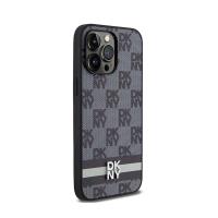 DKNY Leather Checkered Mono Pattern & Printed Stripes - Etui iPhone 14 Pro Max (czarny)