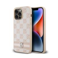 DKNY Leather Checkered Mono Pattern & Printed Stripes - Etui iPhone 14 Pro Max (różowy) DKNY Leather Checkered Mono Pattern & Printed Stripes - Etui iPhone 14 Pro Max (różowy)