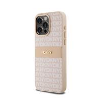 DKNY Leather Mono Stripe & Metal Logo - Etui iPhone 15 Pro Max (różowy)