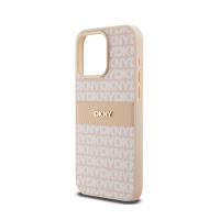 DKNY Leather Mono Stripe & Metal Logo - Etui iPhone 15 Pro Max (różowy)