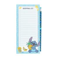 Disney Stitch - Magnetyczny notatnik / lista zakupów na lodówkę + ołówek z kolekcji Tropical (10 x 21 cm)