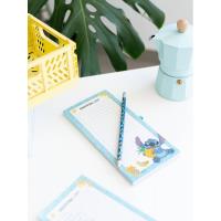Disney Stitch - Magnetyczny notatnik / lista zakupów na lodówkę + ołówek z kolekcji Tropical (10 x 21 cm)