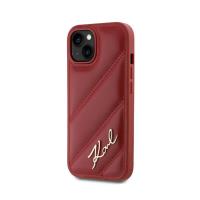 Karl Lagerfeld Diagonal Quilted Script - Etui iPhone 15 / 14 / 13 (czerwony)