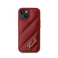 Karl Lagerfeld Diagonal Quilted Script - Etui iPhone 15 / 14 / 13 (czerwony)