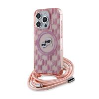 Karl Lagerfeld IML Crossbody Monogram Karl & Choupette Head MagSafe - Etui iPhone 15 Pro (różowy) Karl Lagerfeld IML Crossbody Monogram Karl & Choupette Head MagSafe - Etui iPhone 15 Pro (różowy)