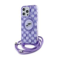Karl Lagerfeld IML Crossbody Monogram Karl & Choupette Head MagSafe - Etui iPhone 15 Pro (fioletowy) Karl Lagerfeld IML Crossbody Monogram Karl & Choupette Head MagSafe - Etui iPhone 15 Pro (fioletowy)
