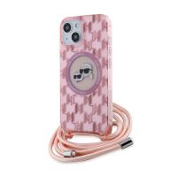 Karl Lagerfeld IML Crossbody Monogram Karl & Choupette Head MagSafe - Etui iPhone 15 / 14 / 13 (różowy) Karl Lagerfeld IML Crossbody Monogram Karl & Choupette Head MagSafe - Etui iPhone 15 / 14 / 13 (różowy)