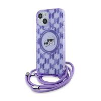 Karl Lagerfeld IML Crossbody Monogram Karl & Choupette Head MagSafe - Etui iPhone 15 / 14 / 13 (fioletowy) Karl Lagerfeld IML Crossbody Monogram Karl & Choupette Head MagSafe - Etui iPhone 15 / 14 / 13 (fioletowy)