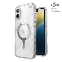 Speck Presidio Perfect-Clear Grip ClickLock & MagSafe - Etui iPhone 16 Plus (Clear / Chrome Finish / Serene Silver) Speck Presidio Perfect-Clear Grip ClickLock & MagSafe - Etui iPhone 16 Plus (Clear / Chrome Finish / Serene Silver)