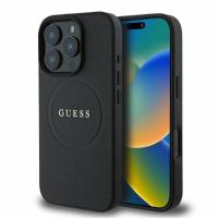 Guess Grained Ring MagSafe - Etui iPhone 16 Pro (czarny) Guess Grained Ring MagSafe - Etui iPhone 16 Pro (czarny)
