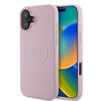 Guess Grained Ring MagSafe - Etui iPhone 16 Plus (różowy) Guess Grained Ring MagSafe - Etui iPhone 16 Plus (różowy)