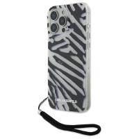 Karl Lagerfeld IML Zebra Pattern & Cord - Etui iPhone 16 Pro (czarny) Karl Lagerfeld IML Zebra Pattern & Cord - Etui iPhone 16 Pro (czarny)