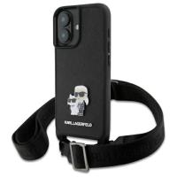 Karl Lagerfeld Saffiano Karl & Choupette Metal Pin CBDY Strap - Etui iPhone 16 (czarny) Karl Lagerfeld Saffiano Karl & Choupette Metal Pin CBDY Strap - Etui iPhone 16 (czarny)