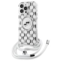 Karl Lagerfeld IML Crossbody Monogram Karl & Choupette Head MagSafe - Etui iPhone 16 Pro (przezroczysty) Karl Lagerfeld IML Crossbody Monogram Karl & Choupette Head MagSafe - Etui iPhone 16 Pro (przezroczysty)
