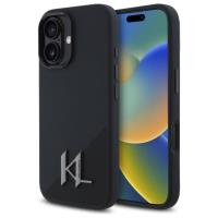 Karl Lagerfeld Silicone Shadow Metal Initial MagSafe - Etui iPhone 16 (czarny) Karl Lagerfeld Silicone Shadow Metal Initial MagSafe - Etui iPhone 16 (czarny)