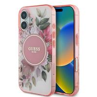 Guess IML Flower & Tonal Circle MagSafe - Etui iPhone 16 (różowy) Guess IML Flower & Tonal Circle MagSafe - Etui iPhone 16 (różowy)