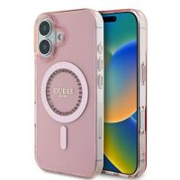 Guess IML Rhinestones MagSafe - Etui iPhone 16 (różowy) Guess IML Rhinestones MagSafe - Etui iPhone 16 (różowy)