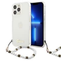 Guess White Pearl Strap - Etui iPhone 13 Pro (przezroczysty) Guess White Pearl Strap - Etui iPhone 13 Pro (przezroczysty)