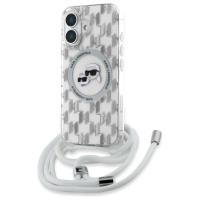 Karl Lagerfeld IML Crossbody Monogram Karl & Choupette Head MagSafe - Etui iPhone 16 (przezroczysty) Karl Lagerfeld IML Crossbody Monogram Karl & Choupette Head MagSafe - Etui iPhone 16 (przezroczysty)