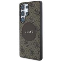 Guess 4G Round Patch Classic Logo MagSafe - Etui do Samsung Galaxy S25 Ultra (brązowy)