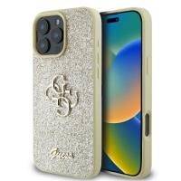 Guess Fixed Glitter Big 4G - Etui iPhone 16 Pro (złoty) Guess Fixed Glitter Big 4G - Etui iPhone 16 Pro (złoty)