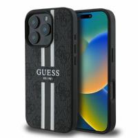 Guess 4G Printed Stripes MagSafe - Etui iPhone 16 Pro (czarny) Guess 4G Printed Stripes MagSafe - Etui iPhone 16 Pro (czarny)