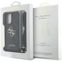 Guess 4G Big Logo Cord Strap Crossbody - Etui do iPhone 16 Plus (czarny)