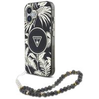 Guess Palm Trees Triangle Pearl Strap MagSafe - Etui do iPhone 16 (czarny) Guess Palm Trees Triangle Pearl Strap MagSafe - Etui do iPhone 16 (czarny)