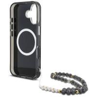 Guess Palm Trees Triangle Pearl Strap MagSafe - Etui do iPhone 16 (czarny)