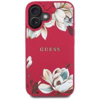 Guess Grained Printed Flower Pattern MagSafe - Etui do iPhone 16 (fuksja)