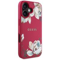 Guess Grained Printed Flower Pattern MagSafe - Etui do iPhone 16 (fuksja)