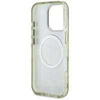 Guess Glitter Flowers Triangle Buttons MagSafe - Etui do iPhone 16 Pro Max (zielony)