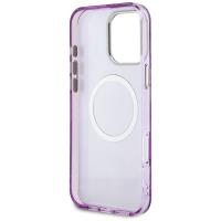 Guess Glitter Flowers Triangle Buttons MagSafe - Etui do iPhone 16 Pro Max (fioletowy)
