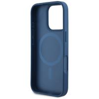 Guess Grained Printed Flower Pattern MagSafe - Etui do iPhone 16 Pro Max (niebieski)
