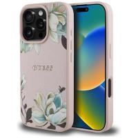Guess Grained Printed Flower Pattern MagSafe - Etui do iPhone 16 Pro Max (różowy) Guess Grained Printed Flower Pattern MagSafe - Etui do iPhone 16 Pro Max (różowy)