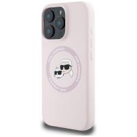 Karl Lagerfeld Silicone Double Heads And Circle MagSafe - Etui do iPhone 16 Pro (różowy)