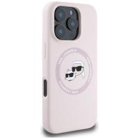 Karl Lagerfeld Silicone Double Heads And Circle MagSafe - Etui do iPhone 16 Pro (różowy)