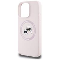 Karl Lagerfeld Silicone Double Heads And Circle MagSafe - Etui do iPhone 16 Pro (różowy)