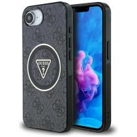 Guess IML Metal Glitter 4G Circle Triangle MagSafe - Etui do iPhone 16e (czarny) Guess IML Metal Glitter 4G Circle Triangle MagSafe - Etui do iPhone 16e (czarny)