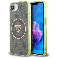 Guess IML Metal Glitter 4G Circle Triangle MagSafe - Etui do iPhone 16e (brązowy) Guess IML Metal Glitter 4G Circle Triangle MagSafe - Etui do iPhone 16e (brązowy)